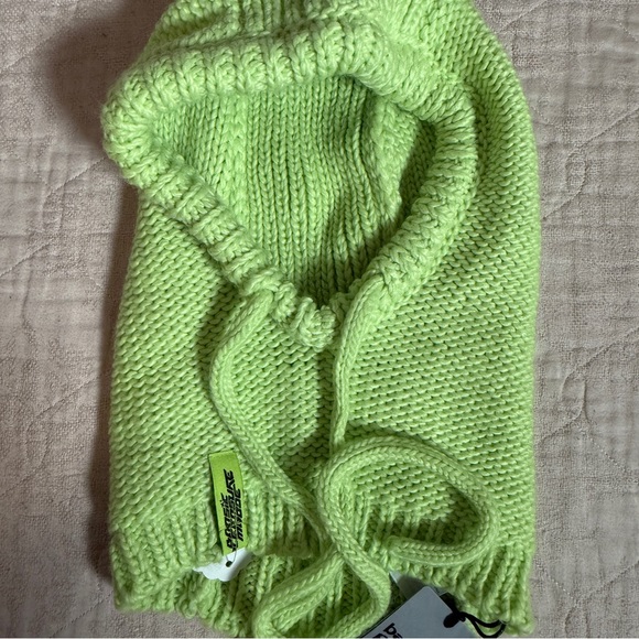 Basic Pleasure Mode Dolls Kill Atomic Knitted Sweater Hood Lime Green Y2K Grunge - Picture 2 of 4